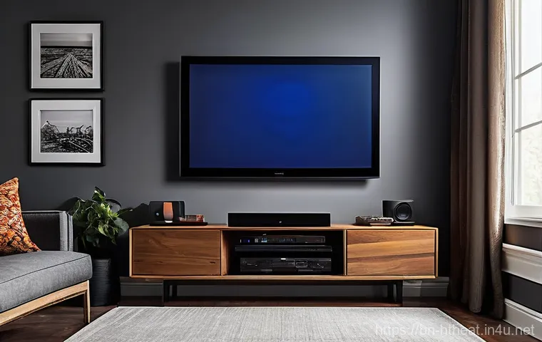 홈시어터 배선 정리 팁 - Prompt 1: Modern & Minimalist Home Theater with Hidden Cables**