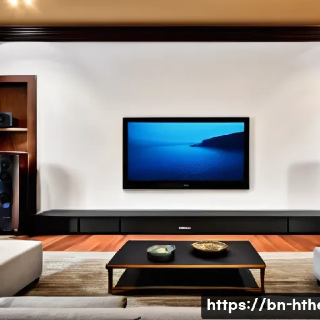 마란츠 AV 앰프 - A high-tech home theater setup in a modern Bengali living room featuring a Marantz AV amplifier prom...