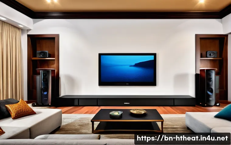 마란츠 AV 앰프 - A high-tech home theater setup in a modern Bengali living room featuring a Marantz AV amplifier prom...